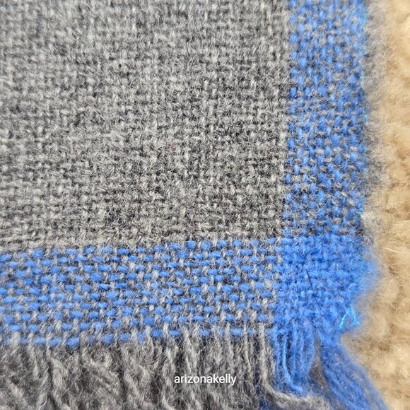 NWT Drake's Wool Cashmere Scarf Grey with Blue Border - Picture 8 of 16